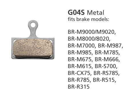 Shimano BR M8000 G04S XT SLX Alfine Disc Brake Pads with Split Pin - metallic